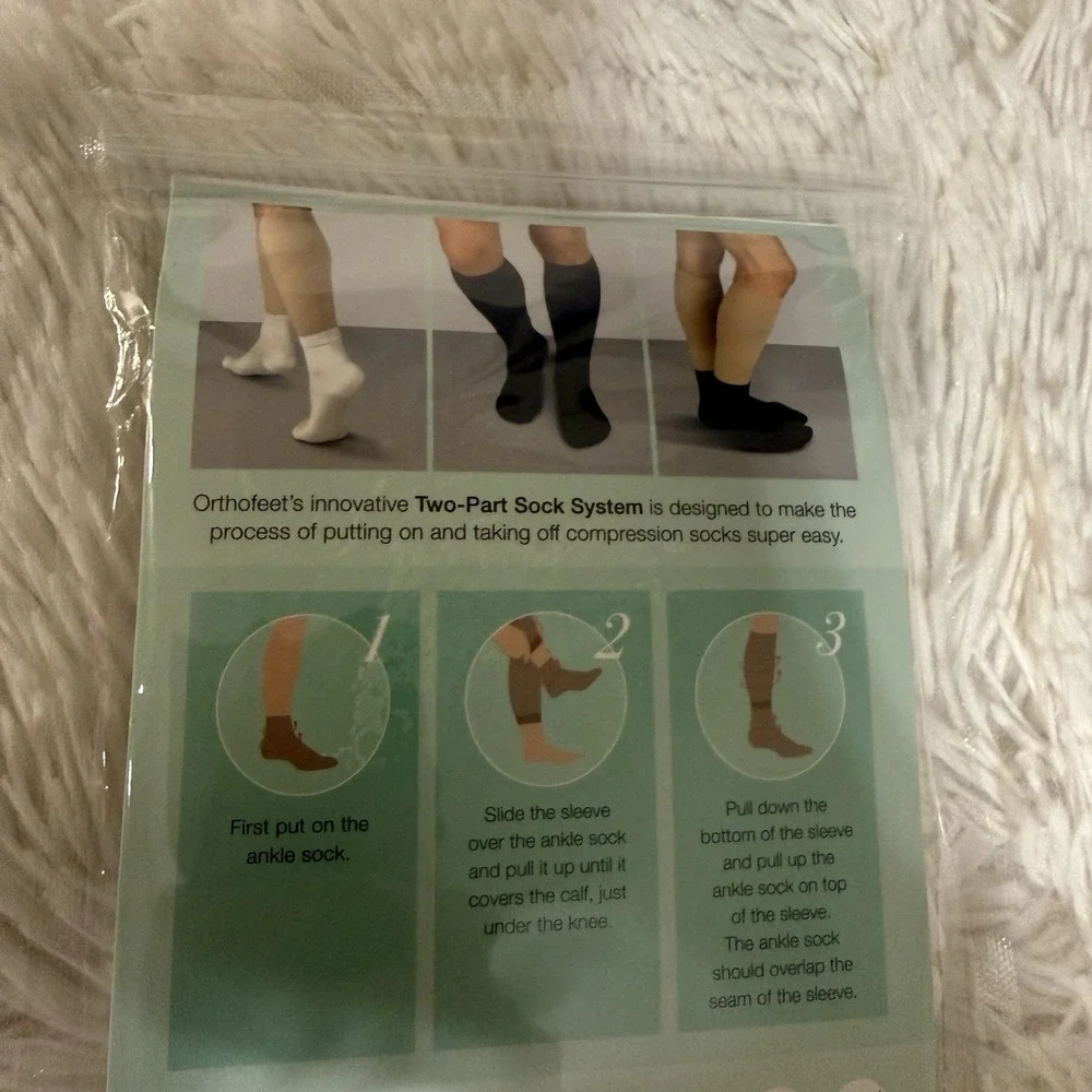 New Ortho Feet Compression Support Socks White‎ 15-20mmHg Large